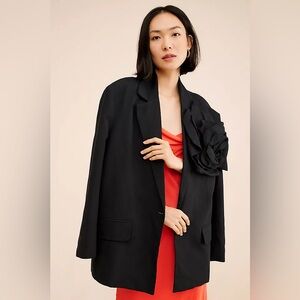 FARM Rio Black Blazer with Oversized Flower